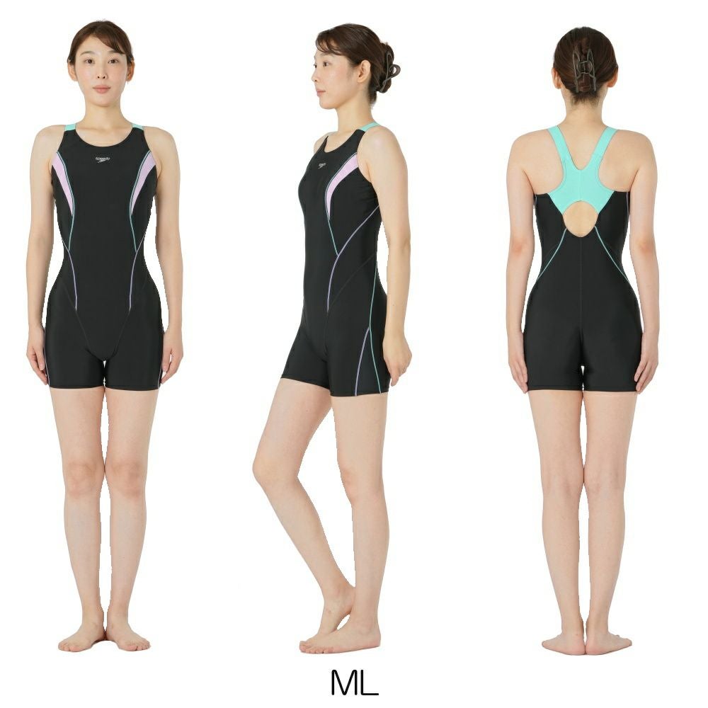 スピードSPEEDOフィットネス水着レディースフィールアップルースンハーフニースキンオールインワンUltraStretch0パッド付き2025年秋冬モデルSFW12561