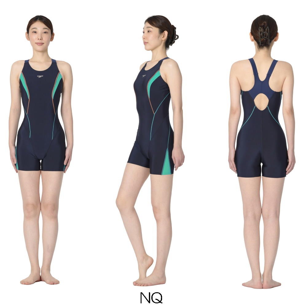 スピードSPEEDOフィットネス水着レディースフィールアップルースンハーフニースキンオールインワンUltraStretch0パッド付き2025年秋冬モデルSFW12561