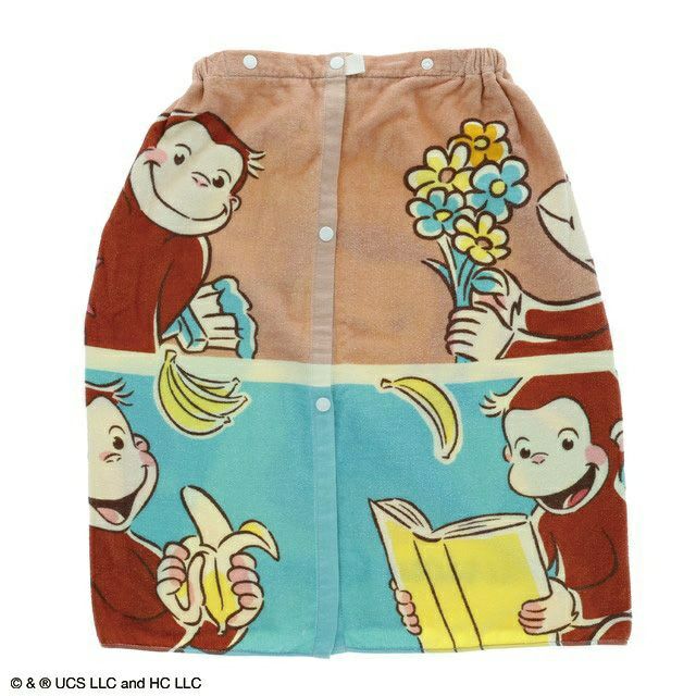 丸眞マルシンマキマキタオル巻きタオル60cm丈おさるのジョージバナナキャッチラップタオル水泳小物スイミングプールタオル448054M