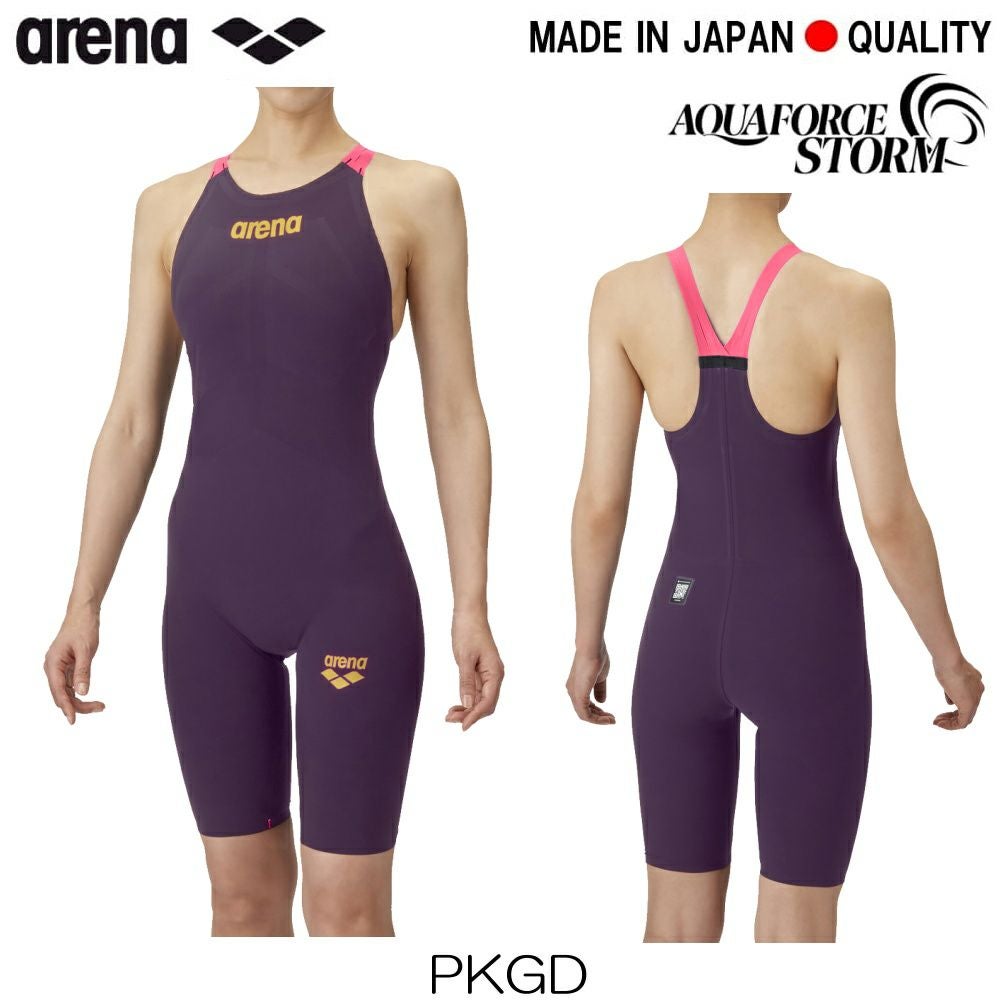 ARENAアリーナ競泳水着レディースアクアフォースストームAQUAFORCESTORMMFレーシングワンピーススパッツクローズバック・ハーフレッグ背閉じタイプ高速水着中距離長距離選手向きAS6SRC05L