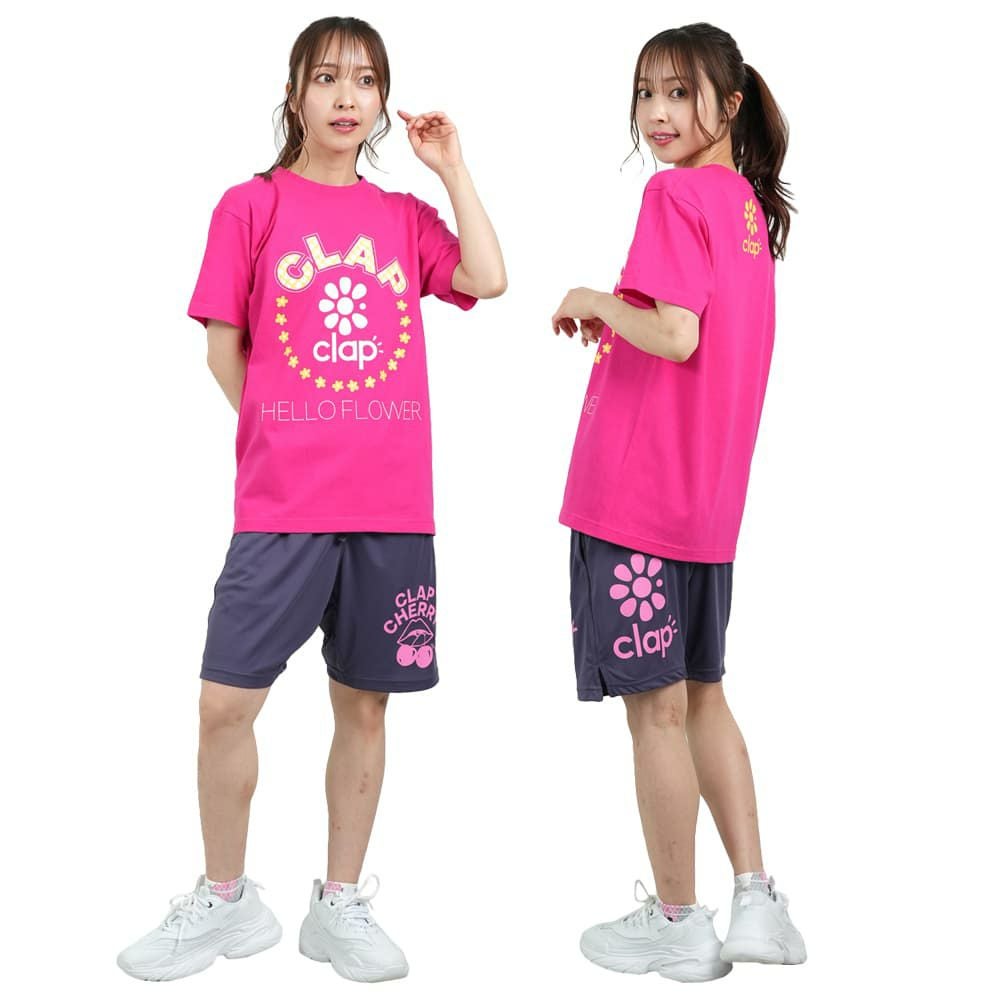 クラップCLAPクラップフラワーティーレディーススポーツアパレルトレーニングフィットネス女性CTS25059