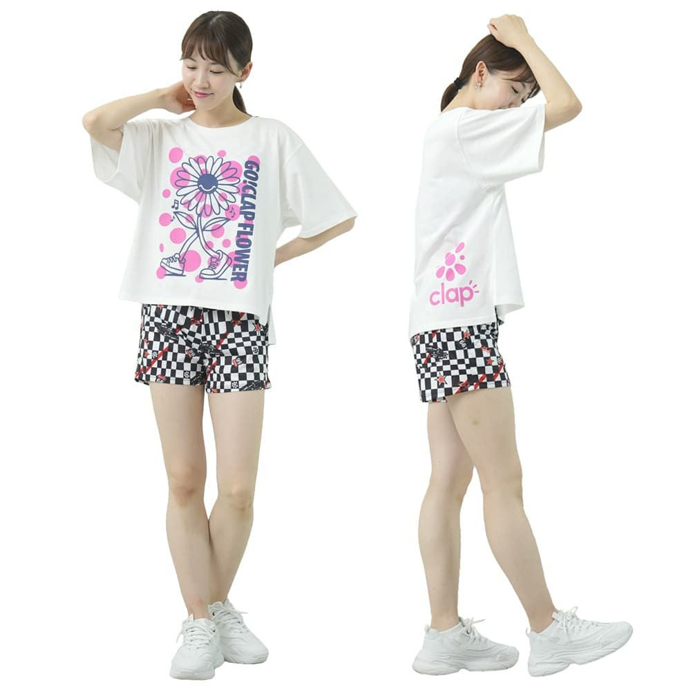 クラップCLAPクラップフラワービッグティーレディーススポーツアパレルトレーニングフィットネス女性CTS25067