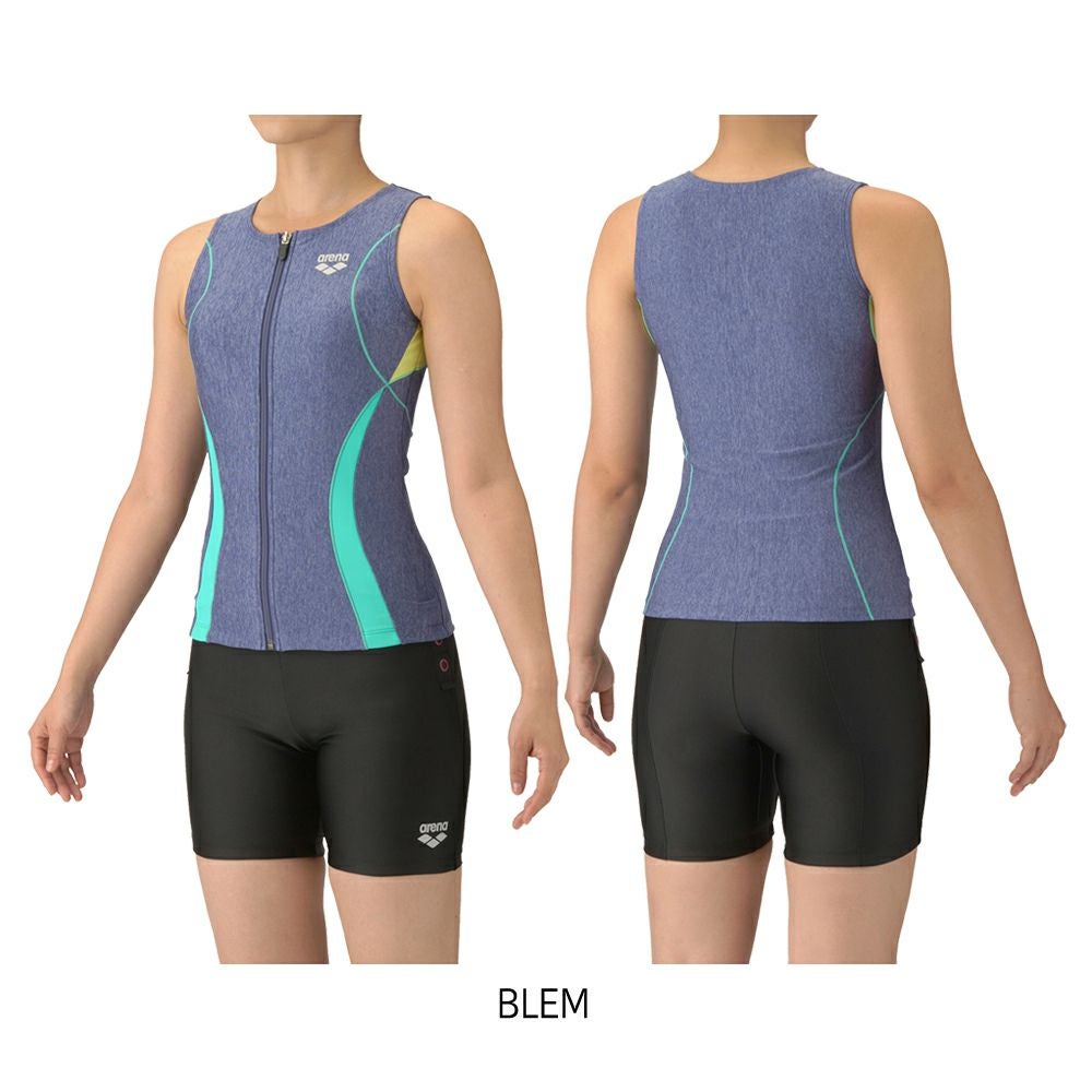 アリーナARENAフィットネス水着レディースフィットネスセパレーツカバーバックミドルレッグ差し込みパッドパッド付きモク2WayAS5SWF42L