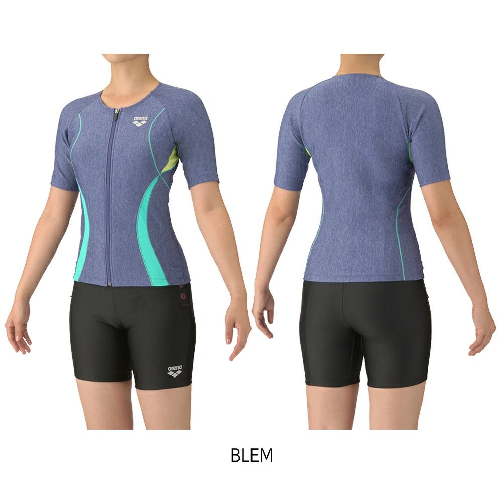 アリーナARENAフィットネス水着レディースフィットネスセパレーツカバーバックミドルレッグ差し込みパッドパッド付きモク2WayAS5SWF44L