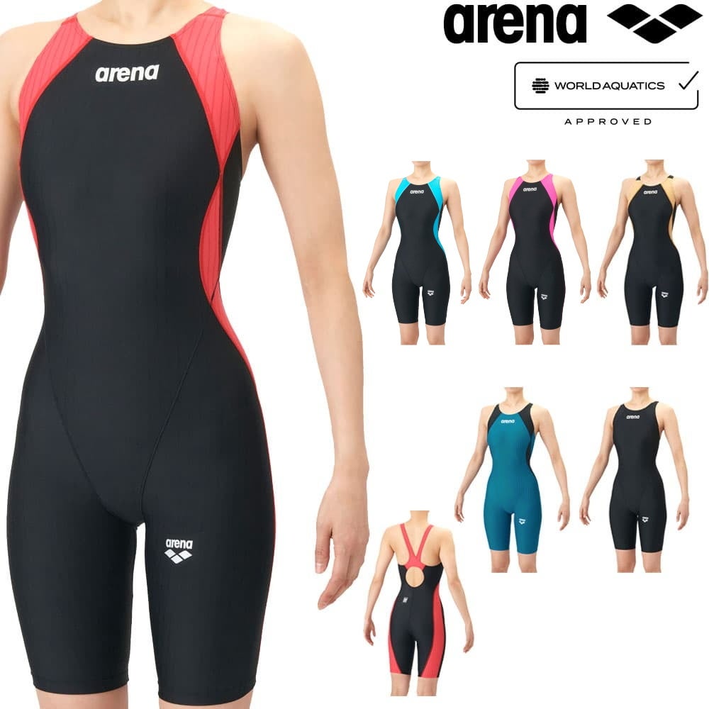 アリーナARENA競泳水着レディースWA承認モデルECOAQUARACINGECOAQUASTRIPE-Dレーシングワンピーススパッツオープンバックハーフレッグオールインワン2026年春夏モデルAS6SRC50Lfinaマークあり