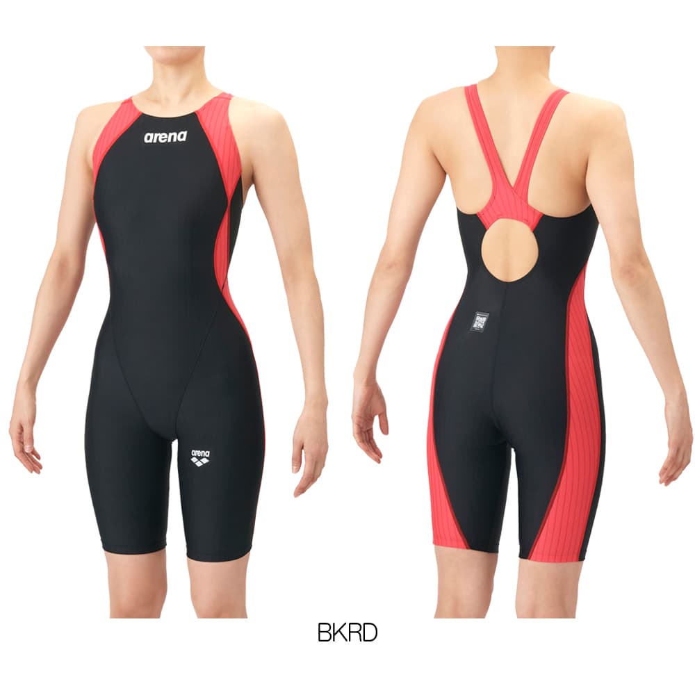 アリーナARENA競泳水着レディースWA承認モデルECOAQUARACINGECOAQUASTRIPE-Dレーシングワンピーススパッツオープンバックハーフレッグオールインワン2026年春夏モデルAS6SRC50Lfinaマークあり