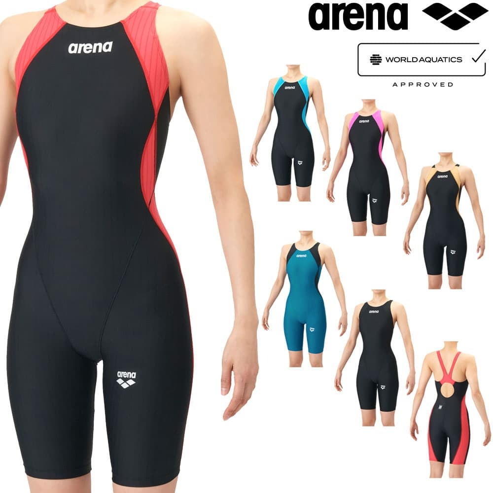アリーナARENA競泳水着レディースWA承認モデルECOAQUARACINGECOAQUASTRIPE-Dレーシングワンピーススパッツオープンバックハーフレッグオールインワン2026年春夏モデルAS6SRC51Lfinaマークあり