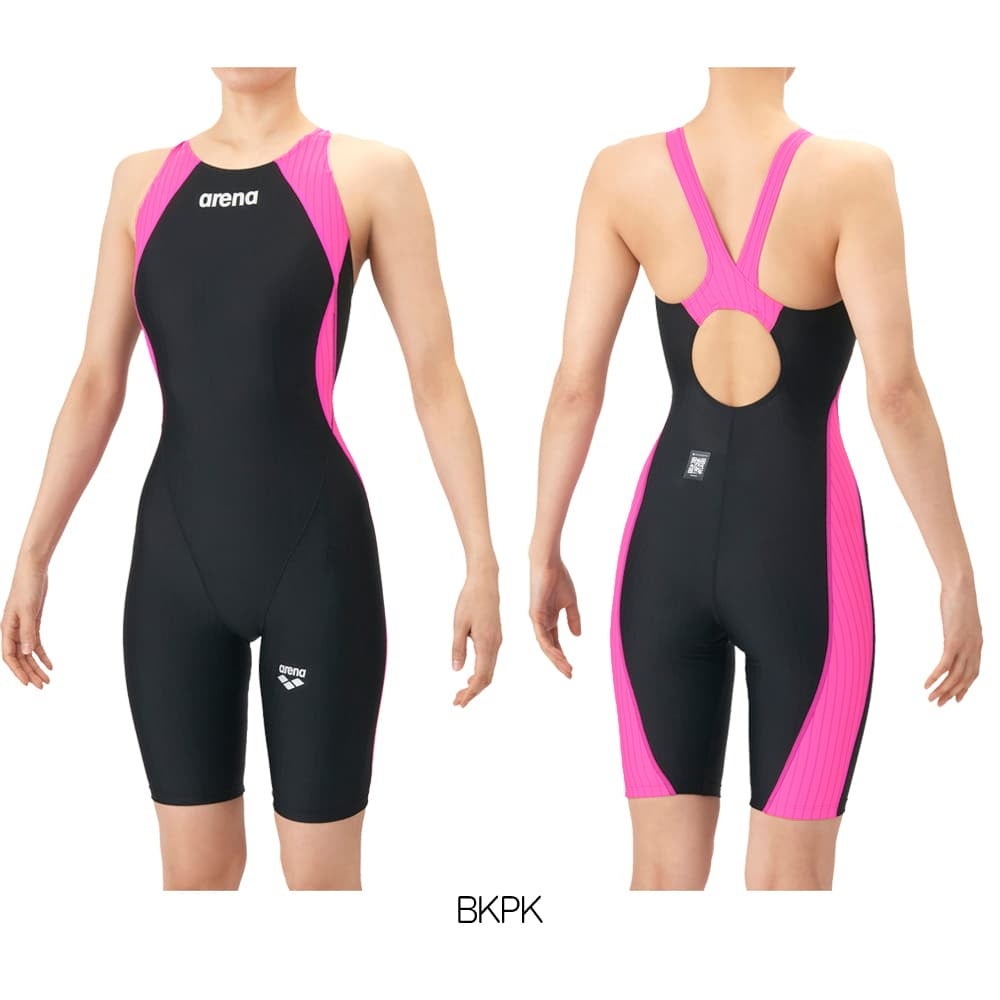 アリーナARENA競泳水着レディースWA承認モデルECOAQUARACINGECOAQUASTRIPE-Dレーシングワンピーススパッツオープンバックハーフレッグオールインワン2026年春夏モデルAS6SRC51Lfinaマークあり
