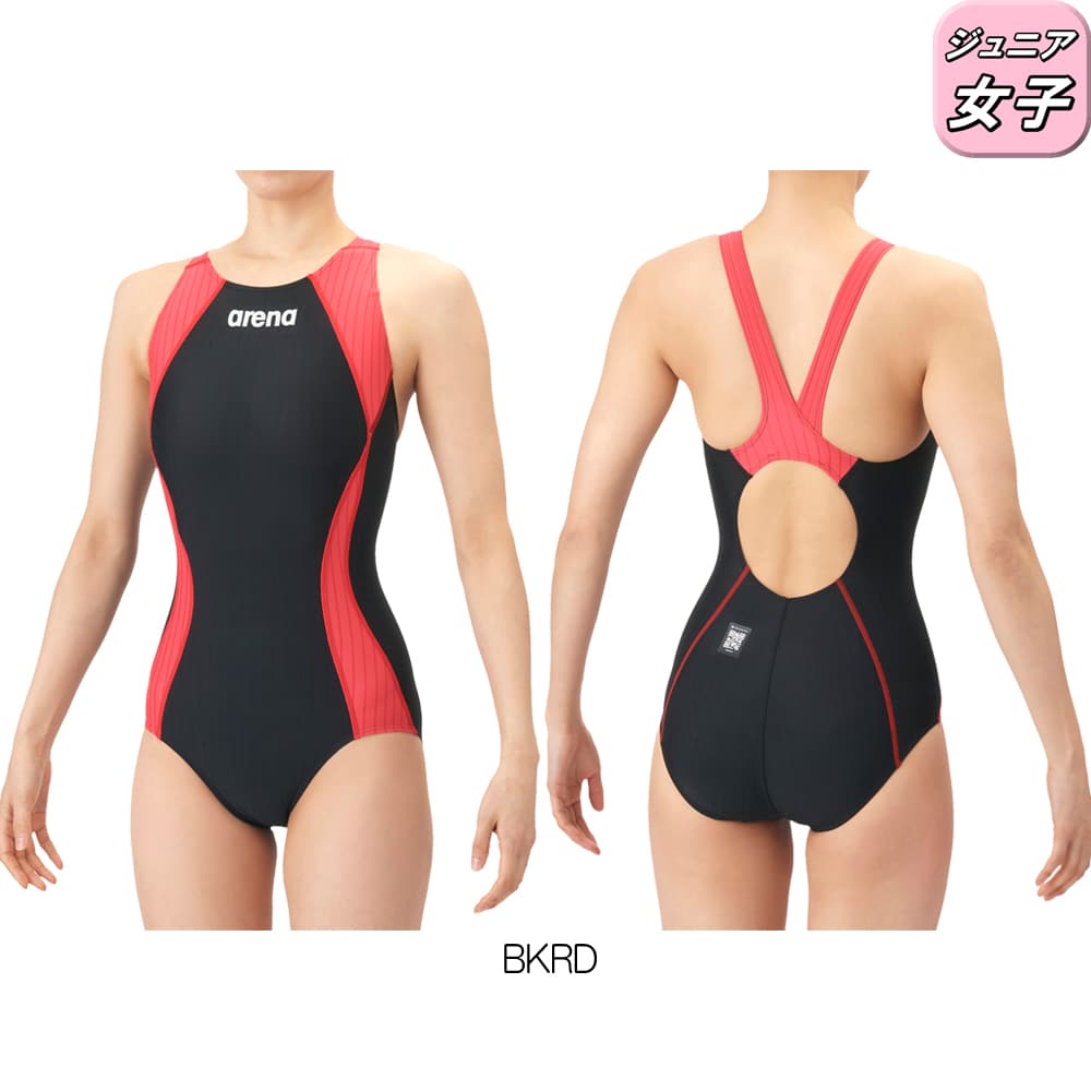 アリーナARENA競泳水着ジュニア女子WA承認モデルECOAQUARACINGECOAQUASTRIPE-Dレーシングワンピースオープンバック2026年春夏モデルAS6SRC52Gfinaマークあり