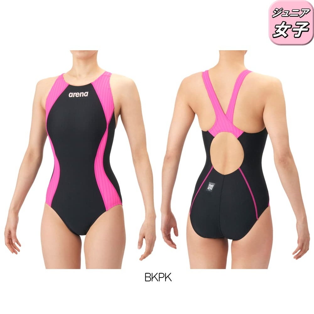 アリーナARENA競泳水着ジュニア女子WA承認モデルECOAQUARACINGECOAQUASTRIPE-Dレーシングワンピースオープンバック2026年春夏モデルAS6SRC52Gfinaマークあり