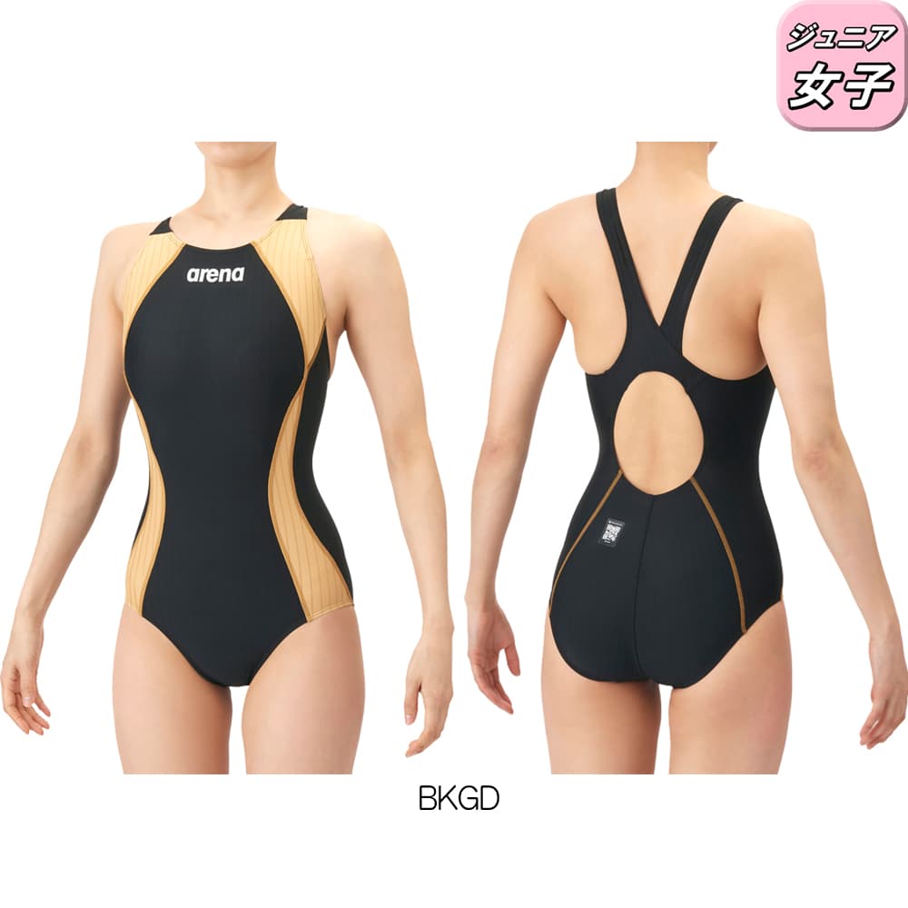 アリーナARENA競泳水着ジュニア女子WA承認モデルECOAQUARACINGECOAQUASTRIPE-Dレーシングワンピースオープンバック2026年春夏モデルAS6SRC52Gfinaマークあり