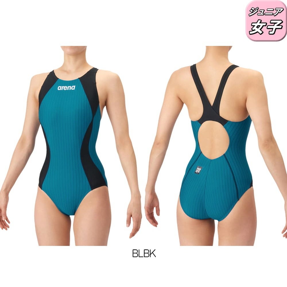 アリーナARENA競泳水着ジュニア女子WA承認モデルECOAQUARACINGECOAQUASTRIPE-Dレーシングワンピースオープンバック2026年春夏モデルAS6SRC52Gfinaマークあり