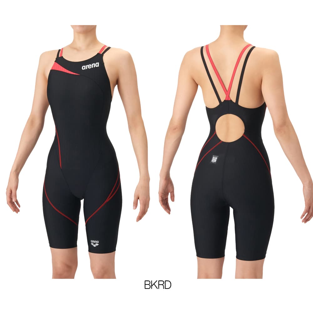アリーナARENA競泳水着レディースWA承認モデルダブルストラップECOAQUARACINGECOAQUASTRIPE-Dレーシングワンピーススパッツオープンバックハーフレッグオールインワン2026年春夏モデルAS6SRC56Lfinaマークあり