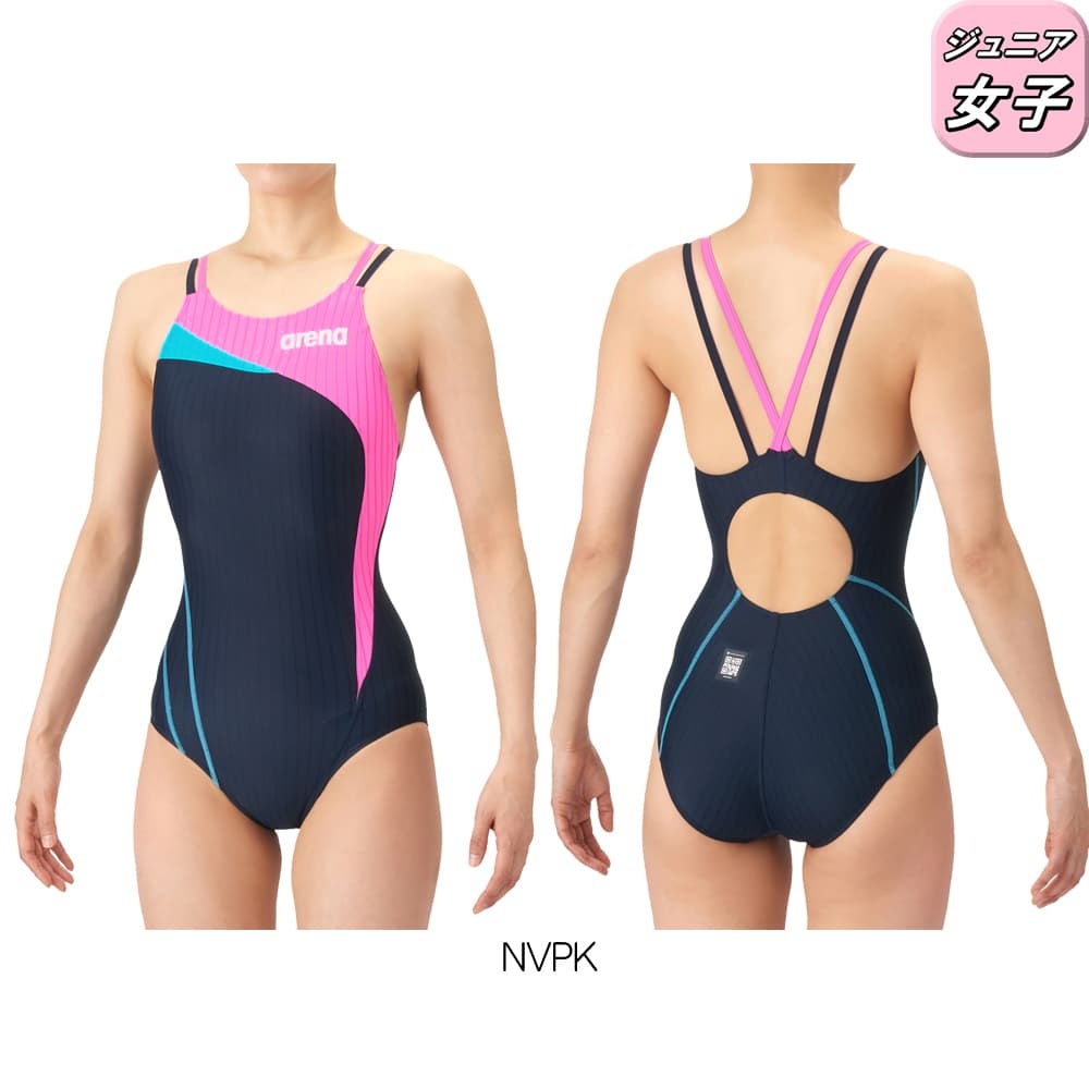 アリーナARENA競泳水着ジュニア女子WA承認モデルダブルストラップECOAQUARACINGECOAQUASTRIPE-Dレーシングワンピースオープンバック2026年春夏モデルAS6SRC57Gfinaマークあり