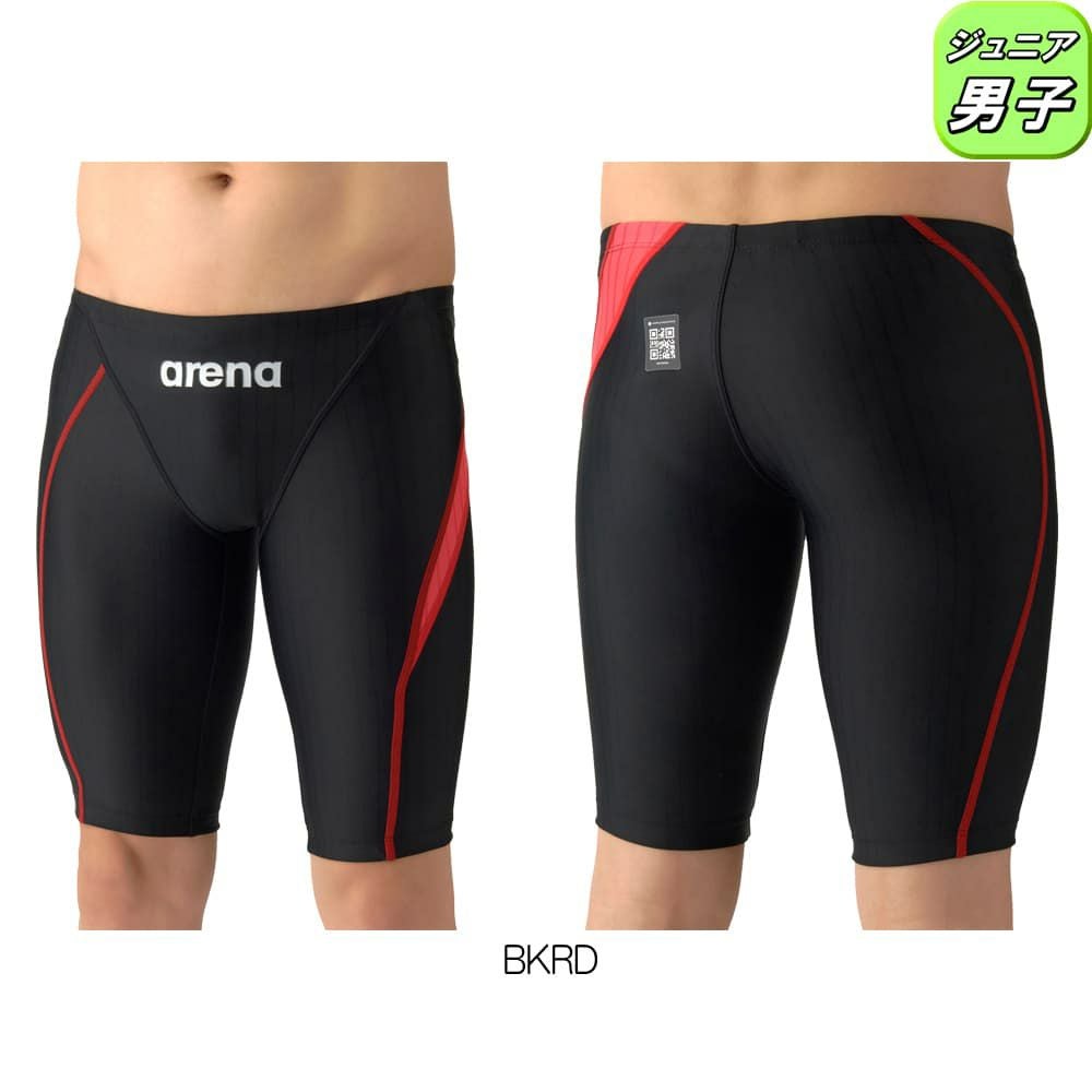 アリーナARENA競泳水着ジュニア男子WA承認モデルECOAQUARACINGECOAQUASTRIPE-Dレーシングスパッツハーフレッグ2026年春夏モデルAS6SRC58Bfinaマークあり