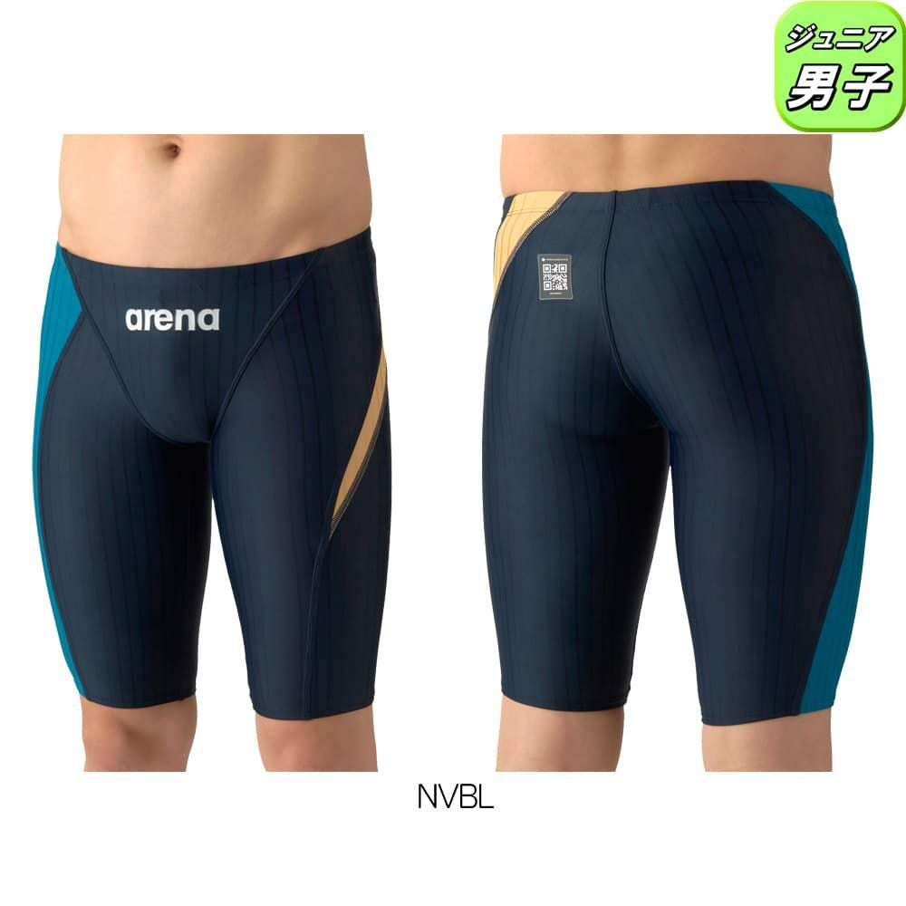 アリーナARENA競泳水着ジュニア男子WA承認モデルECOAQUARACINGECOAQUASTRIPE-Dレーシングスパッツハーフレッグ2026年春夏モデルAS6SRC58Bfinaマークあり