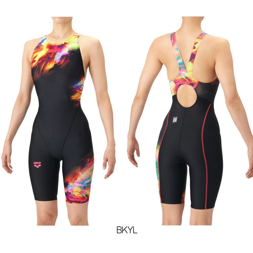 アリーナARENA競泳水着レディースWA承認モデルECOAQUARACINGSTORMCLOUDSECOAQUASTRIPE-Dレーシングワンピーススパッツオープンバックハーフレッグオールインワン2026年春夏モデルAS6SRC70Lfinaマークあり