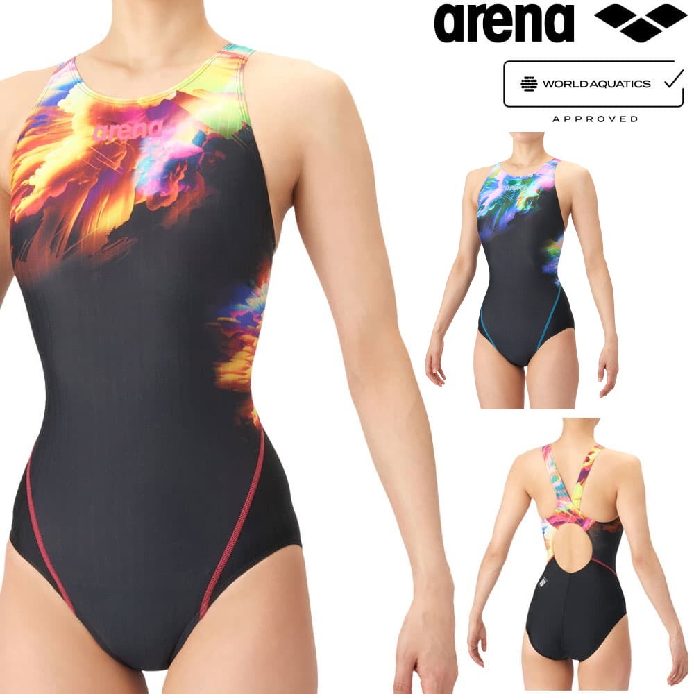 アリーナARENA競泳水着レディースWA承認モデルECOAQUARACINGSTORMCLOUDSECOAQUASTRIPE-Dレーシングワンピースオープンバック2026年春夏モデルAS6SRC71Lfinaマークあり