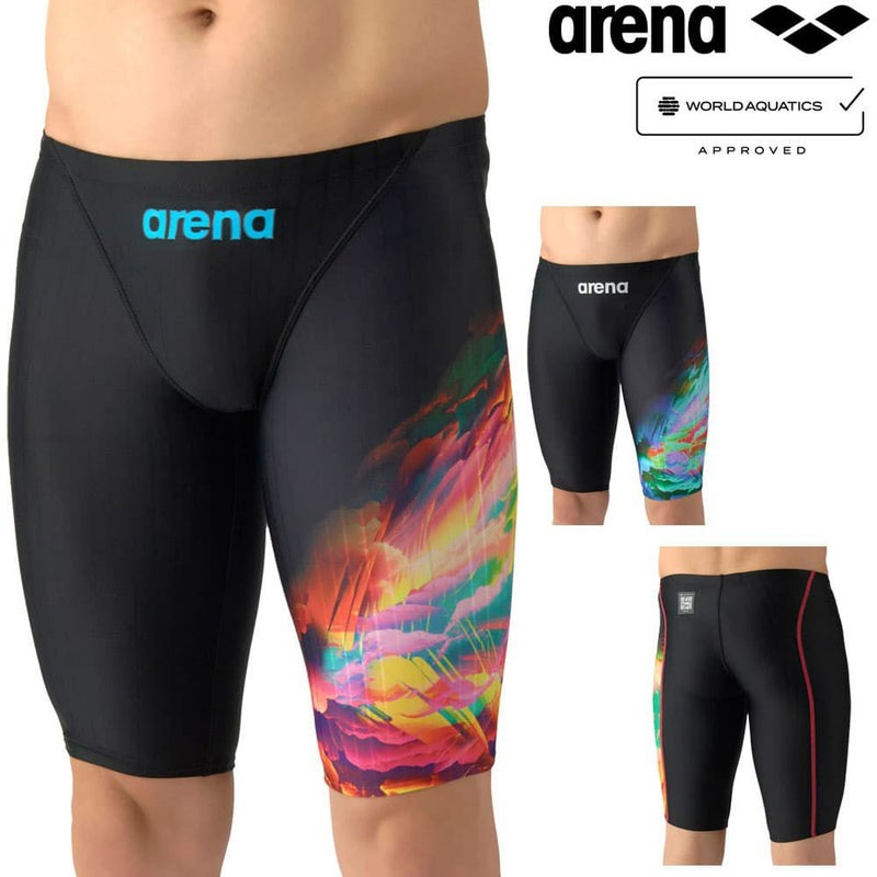 アリーナARENA競泳水着メンズWA承認モデルECOAQUARACINGSTORMCLOUDSECOAQUASTRIPE-Dレーシングスパッツハーフレッグ2026年春夏モデルAS6SRC72Mfinaマークあり