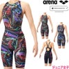 アリーナARENA競泳水着ジュニア女子WA承認モデルECOAQUARACINGECOAQUASTRIPE-Dレーシングワンピーススパッツオープンバックハーフレッグオールインワン2026年春夏モデルAS6SRC76Gfinaマークあり