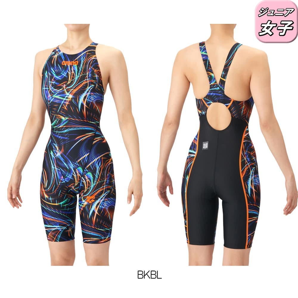 アリーナARENA競泳水着ジュニア女子WA承認モデルECOAQUARACINGECOAQUASTRIPE-Dレーシングワンピーススパッツオープンバックハーフレッグオールインワン2026年春夏モデルAS6SRC76Gfinaマークあり
