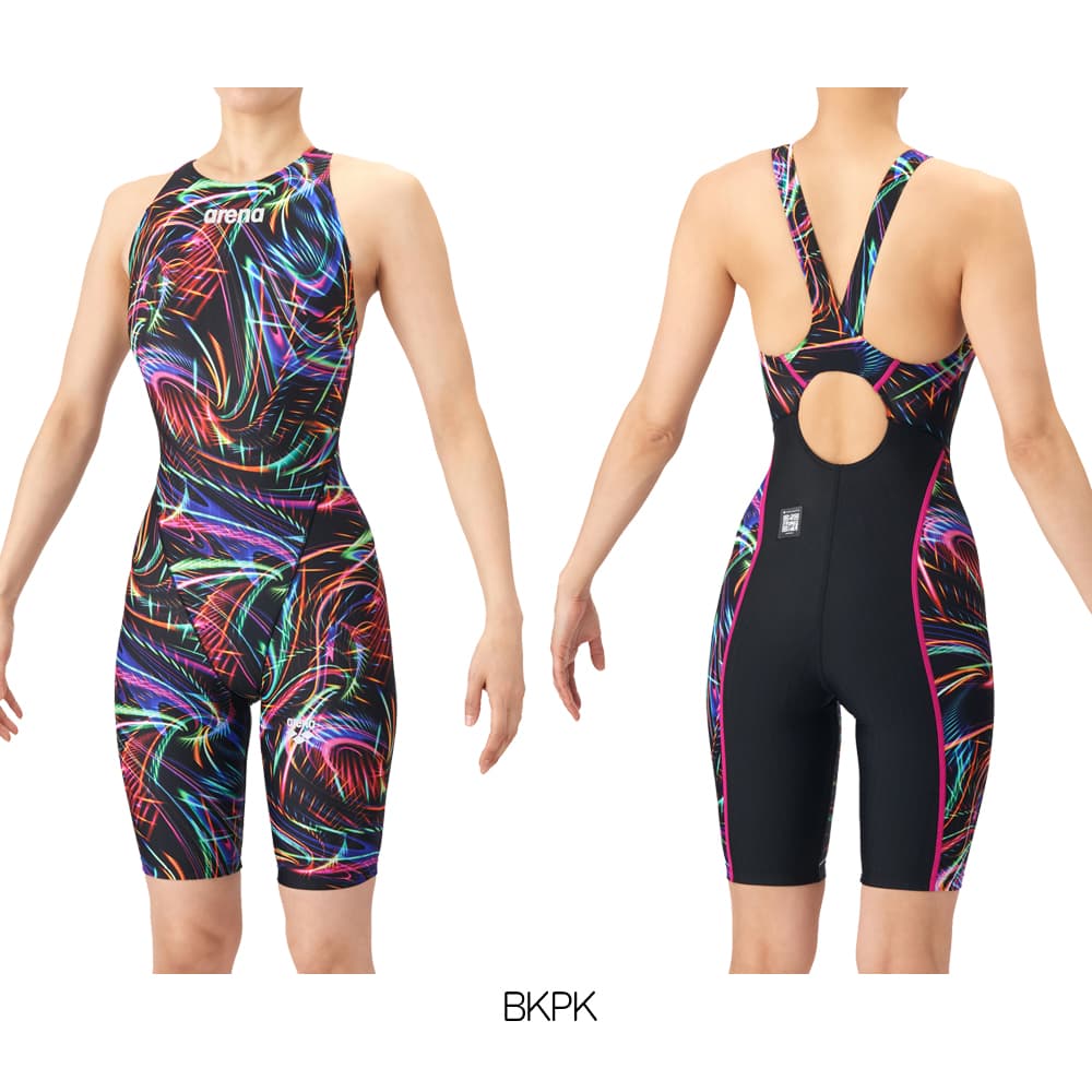 アリーナARENA競泳水着レディースWA承認モデルECOAQUARACINGECOAQUASTRIPE-Dレーシングワンピーススパッツオープンバックハーフレッグオールインワン2026年春夏モデルAS6SRC76Lfinaマークあり