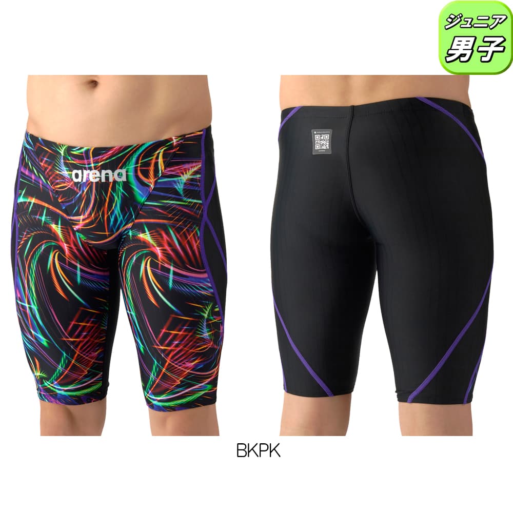 アリーナARENA競泳水着ジュニア男子WA承認モデルECOAQUARACINGECOAQUASTRIPE-Dレーシングスパッツハーフレッグ2026年春夏モデルAS6SRC77Bfinaマークあり