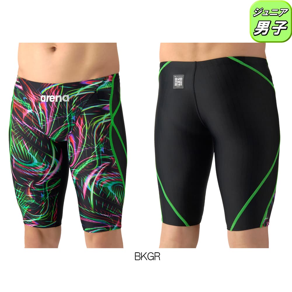 アリーナARENA競泳水着ジュニア男子WA承認モデルECOAQUARACINGECOAQUASTRIPE-Dレーシングスパッツハーフレッグ2026年春夏モデルAS6SRC77Bfinaマークあり