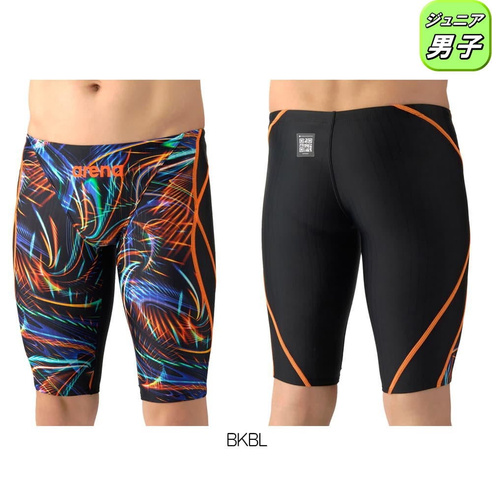 アリーナARENA競泳水着ジュニア男子WA承認モデルECOAQUARACINGECOAQUASTRIPE-Dレーシングスパッツハーフレッグ2026年春夏モデルAS6SRC77Bfinaマークあり