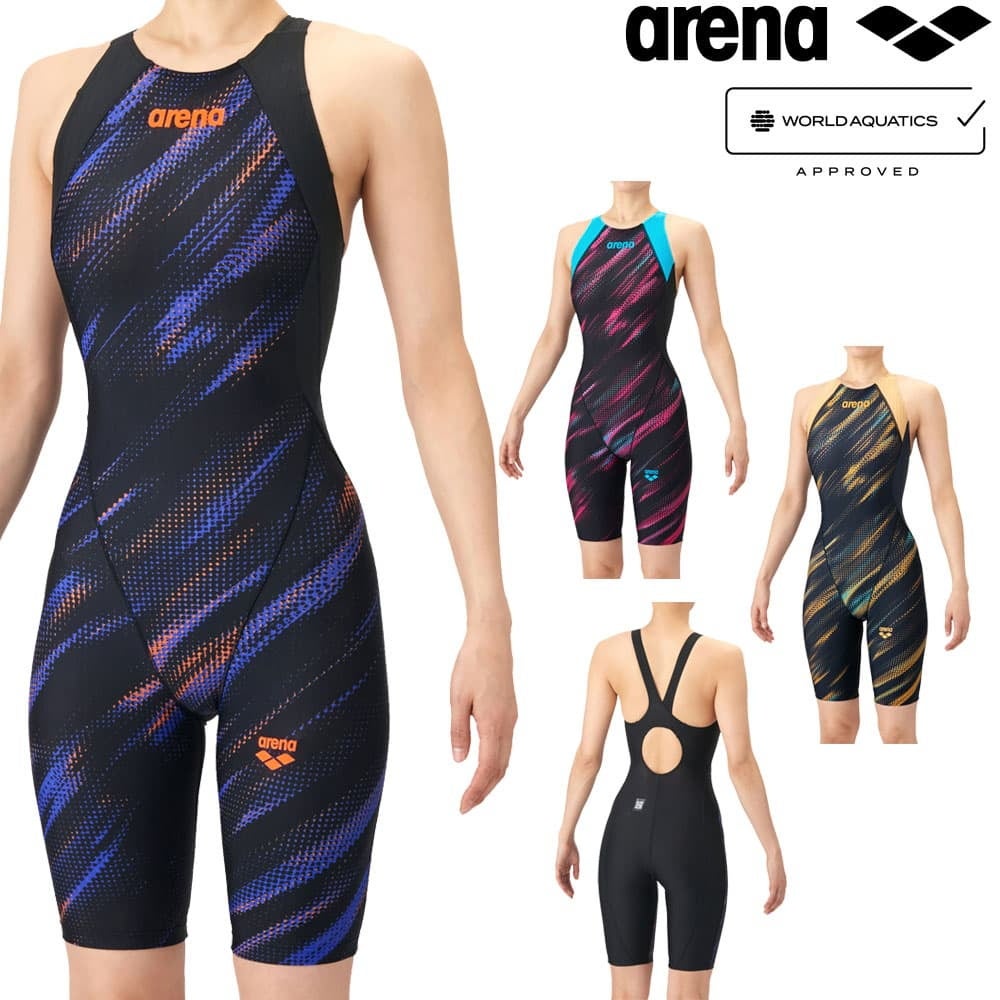 アリーナARENA競泳水着レディースWA承認モデルECOAQUARACINGECOAQUASTRIPE-Dレーシングワンピーススパッツオープンバックハーフレッグオールインワン2026年春夏モデルAS6SRC78Lfinaマークあり