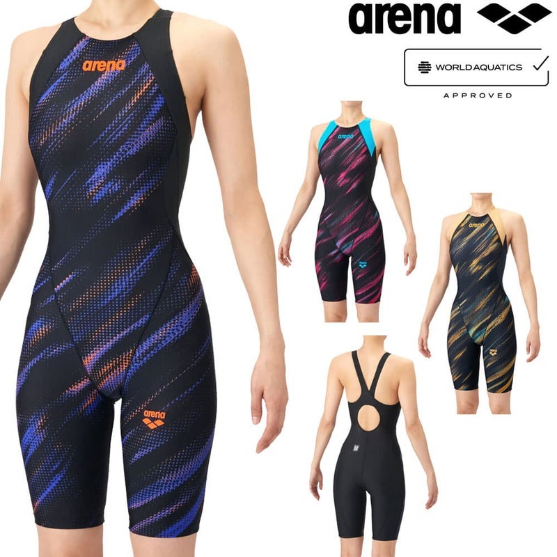 アリーナARENA競泳水着レディースWA承認モデルECOAQUARACINGECOAQUASTRIPE-Dレーシングワンピーススパッツオープンバックハーフレッグオールインワン2026年春夏モデルAS6SRC78Lfinaマークあり