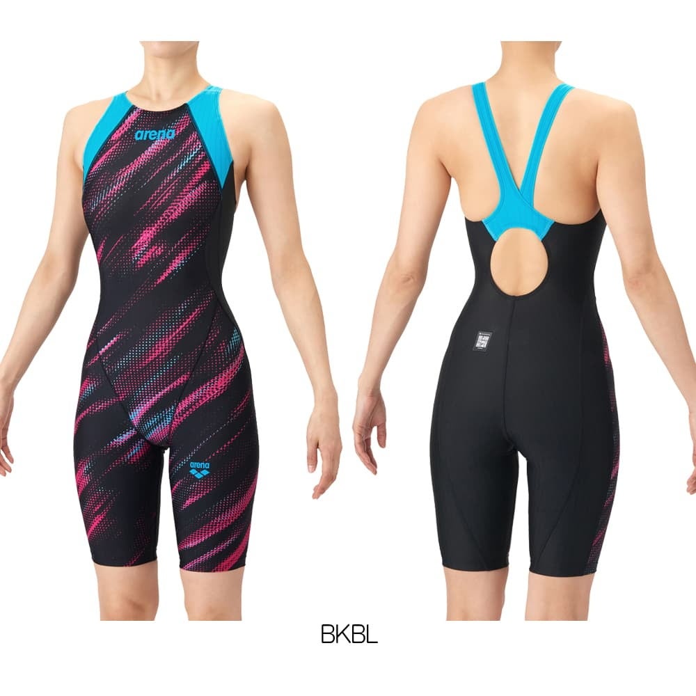 アリーナARENA競泳水着レディースWA承認モデルECOAQUARACINGECOAQUASTRIPE-Dレーシングワンピーススパッツオープンバックハーフレッグオールインワン2026年春夏モデルAS6SRC78Lfinaマークあり
