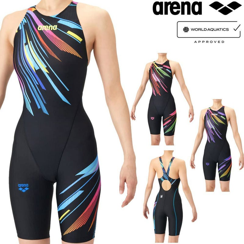 アリーナARENA競泳水着レディースWA承認モデルECOAQUARACINGECOAQUASTRIPE-Dレーシングワンピーススパッツオープンバックハーフレッグオールインワン2026年春夏モデルAS6SRC80Lfinaマークあり