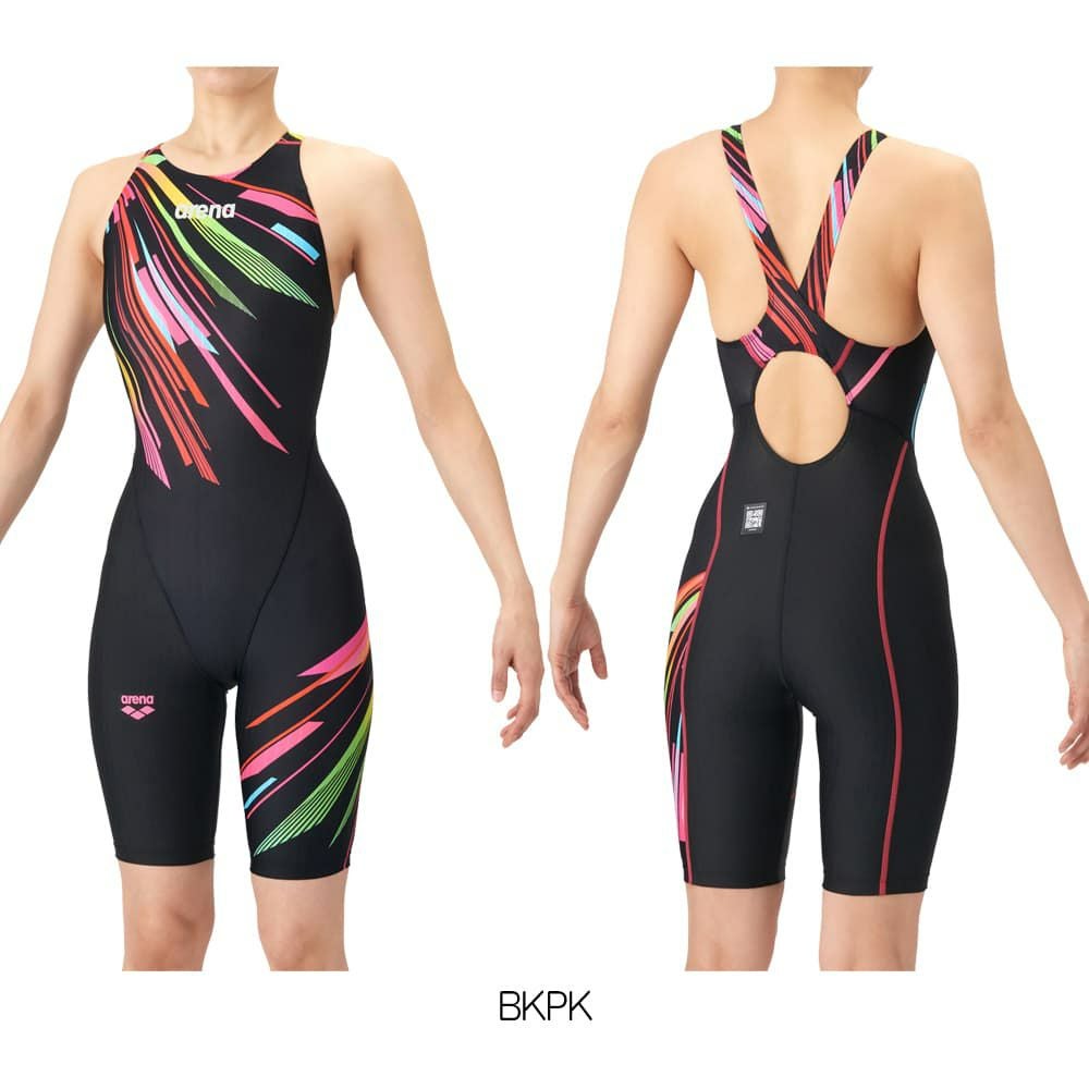 アリーナARENA競泳水着レディースWA承認モデルECOAQUARACINGECOAQUASTRIPE-Dレーシングワンピーススパッツオープンバックハーフレッグオールインワン2026年春夏モデルAS6SRC80Lfinaマークあり
