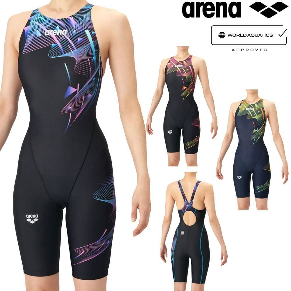 アリーナARENA競泳水着レディースWA承認モデルECOAQUARACINGECOAQUASTRIPE-Dレーシングワンピーススパッツオープンバックハーフレッグオールインワン2026年春夏モデルAS6SRC83Lfinaマークあり