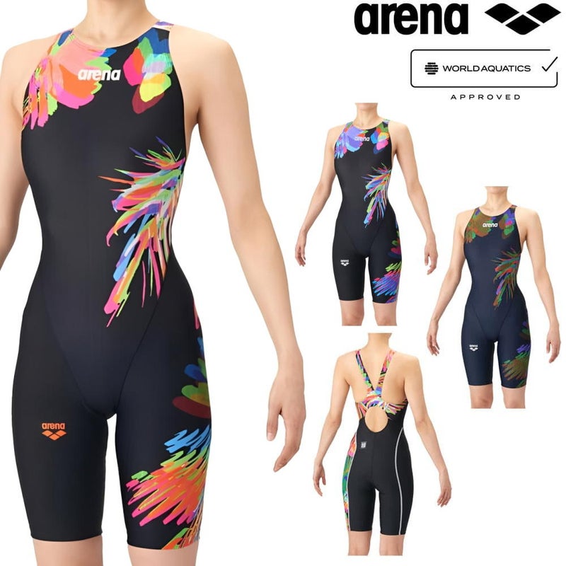 アリーナARENA競泳水着レディースWA承認モデルECOAQUARACINGECOAQUASTRIPE-Dレーシングワンピーススパッツオープンバックハーフレッグオールインワン2026年春夏モデルAS6SRC84Lfinaマークあり