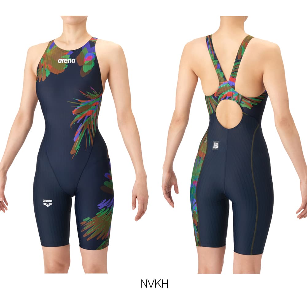 アリーナARENA競泳水着レディースWA承認モデルECOAQUARACINGECOAQUASTRIPE-Dレーシングワンピーススパッツオープンバックハーフレッグオールインワン2026年春夏モデルAS6SRC84Lfinaマークあり