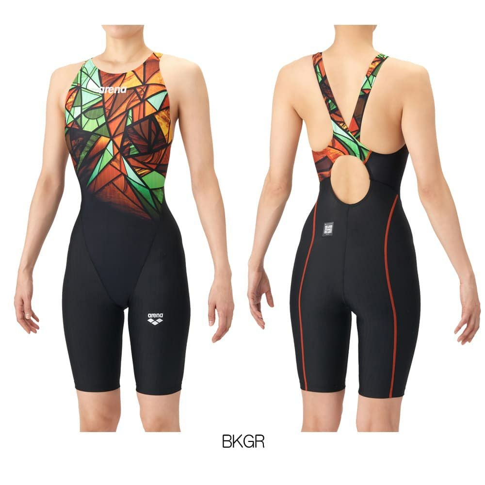 アリーナARENA競泳水着レディースWA承認モデルECOAQUARACINGECOAQUASTRIPE-Dレーシングワンピーススパッツオープンバックハーフレッグオールインワン2026年春夏モデルAS6SRC86Lfinaマークあり