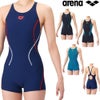アリーナARENA競泳水着練習用水着レディースタフスーツタフスキンEトレーニングワンピーススパッツオープンバックミドルレッグオールインワン競泳練習水着2026年春夏モデルAS6SWM03L