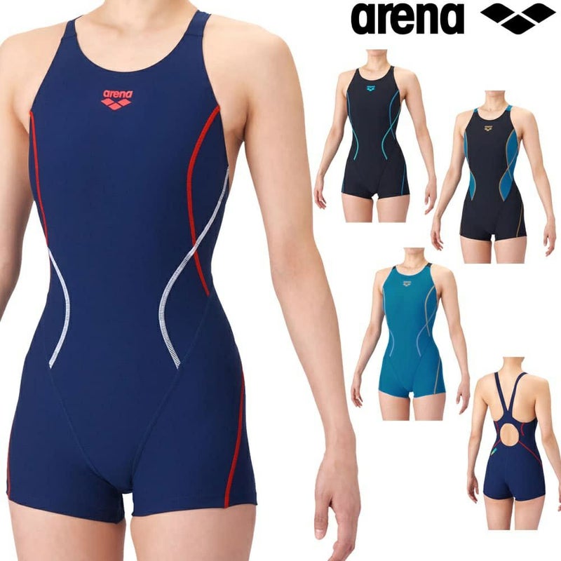 アリーナARENA競泳水着練習用水着レディースタフスーツタフスキンEトレーニングワンピーススパッツオープンバックミドルレッグオールインワン競泳練習水着2026年春夏モデルAS6SWM03L