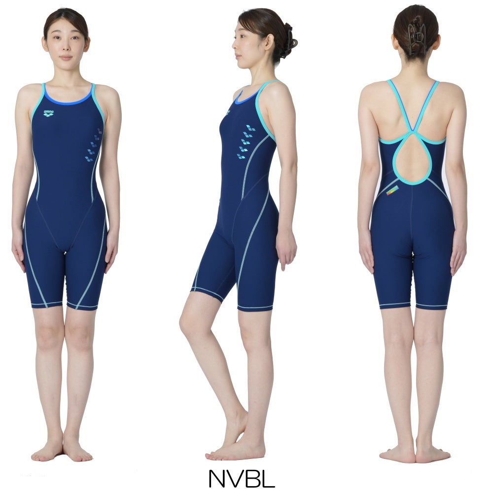 アリーナARENA競泳水着練習用水着レディースタフスーツタフスキンEトレーニングワンピーススパッツオープンバックハーフレッグオールインワン競泳練習水着2026年春夏モデルAS6SWM06L