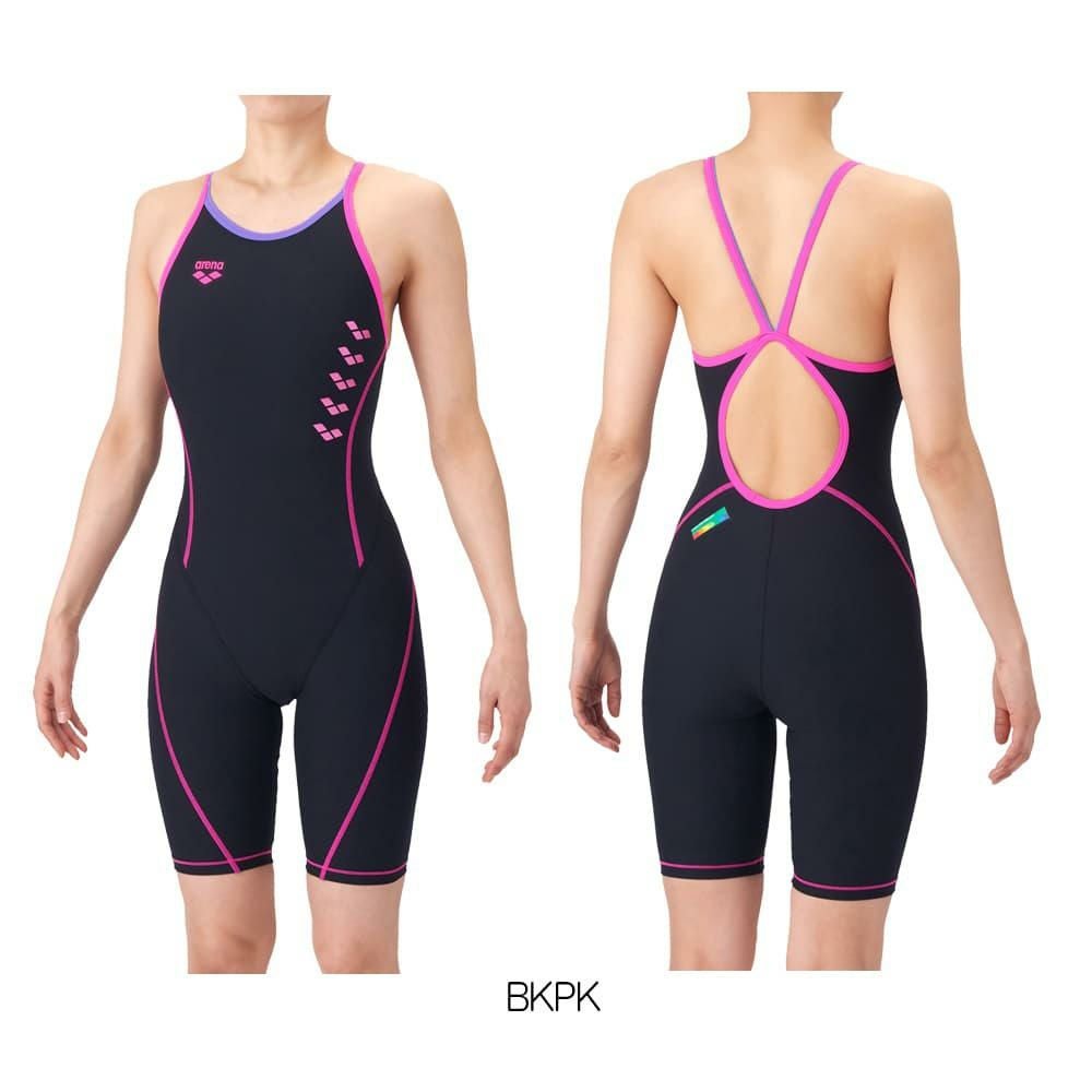 アリーナARENA競泳水着練習用水着レディースタフスーツタフスキンEトレーニングワンピーススパッツオープンバックハーフレッグオールインワン競泳練習水着2026年春夏モデルAS6SWM06L