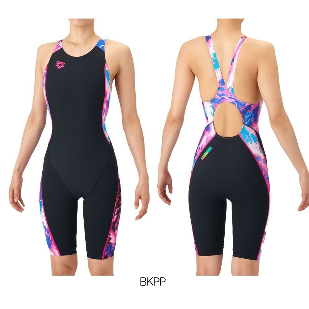 アリーナARENA競泳水着練習用水着レディースタフスーツタフスキンESTORMCLOUDSトレーニングワンピーススパッツオープンバックハーフレッグオールインワン競泳練習水着2026年春夏モデルAS6SWM18L