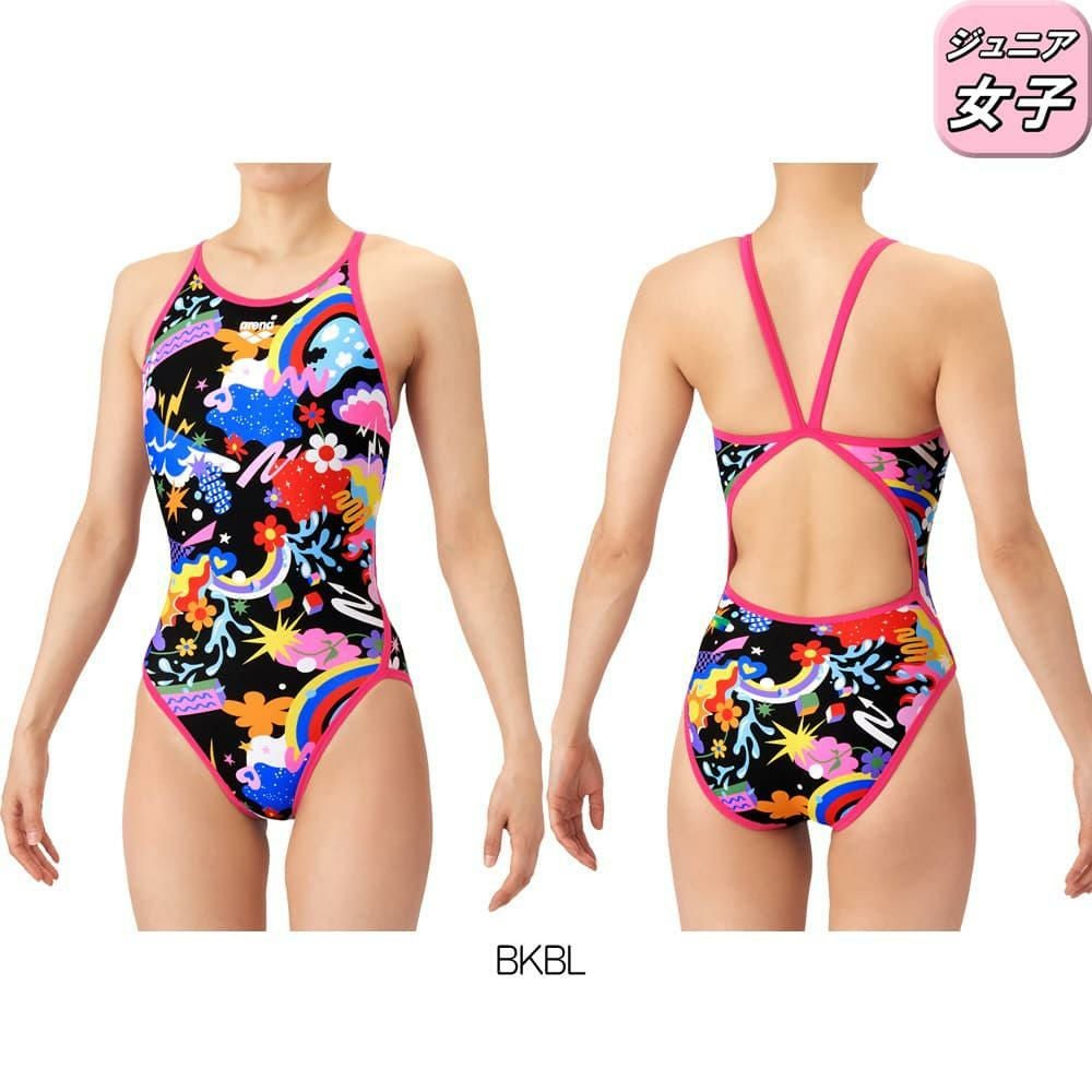 アリーナARENA競泳水着練習用水着ジュニア女子タフスーツタフスキンEPトレーニングワンピースオープンバック競泳練習水着2026年春夏モデルAS6SWM23G