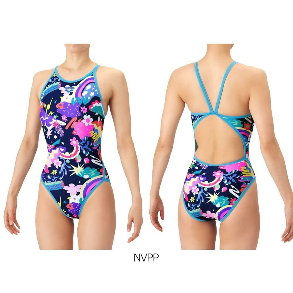 アリーナARENA競泳水着練習用水着レディースタフスーツタフスキンEPVIBRANTWEATHERトレーニングワンピースオープンバック競泳練習水着2026年春夏モデルAS6SWM23L