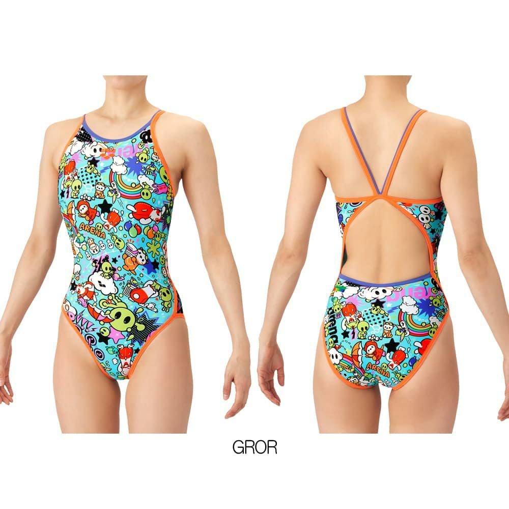 アリーナARENA競泳水着練習用水着レディースタフスーツアリーナくんタフスキンEPトレーニングワンピースオープンバック競泳練習水着2026年春夏モデルAS6SWM26L