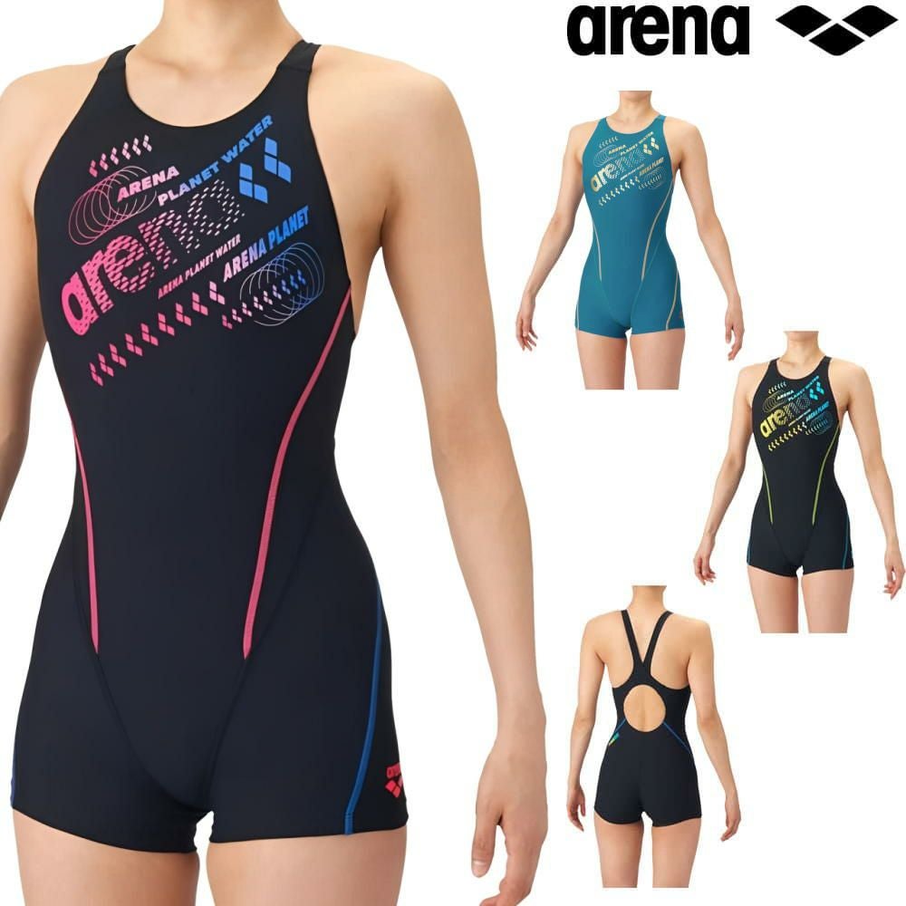 アリーナARENA競泳水着練習用水着レディースタフスーツタフスキンEトレーニングワンピーススパッツオープンバックミドルレッグオールインワン競泳練習水着2026年春夏モデルAS6SWM41L