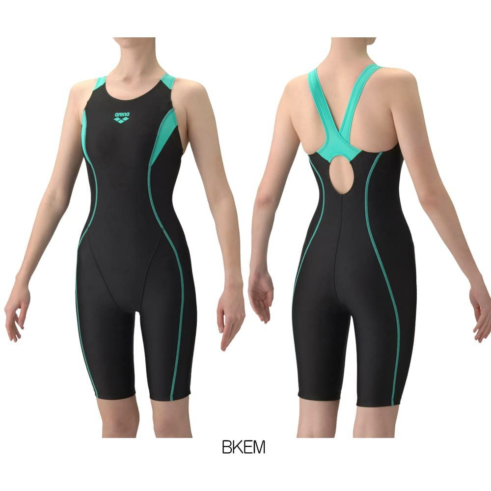 アリーナARENAフィットネス水着レディースAQUAEXAダブルエステルWRフィットネスワンピーススパッツオープンバックハーフレッグひっかけパッドパッド付きオールインワン2026年春夏モデルAS6SWF00L