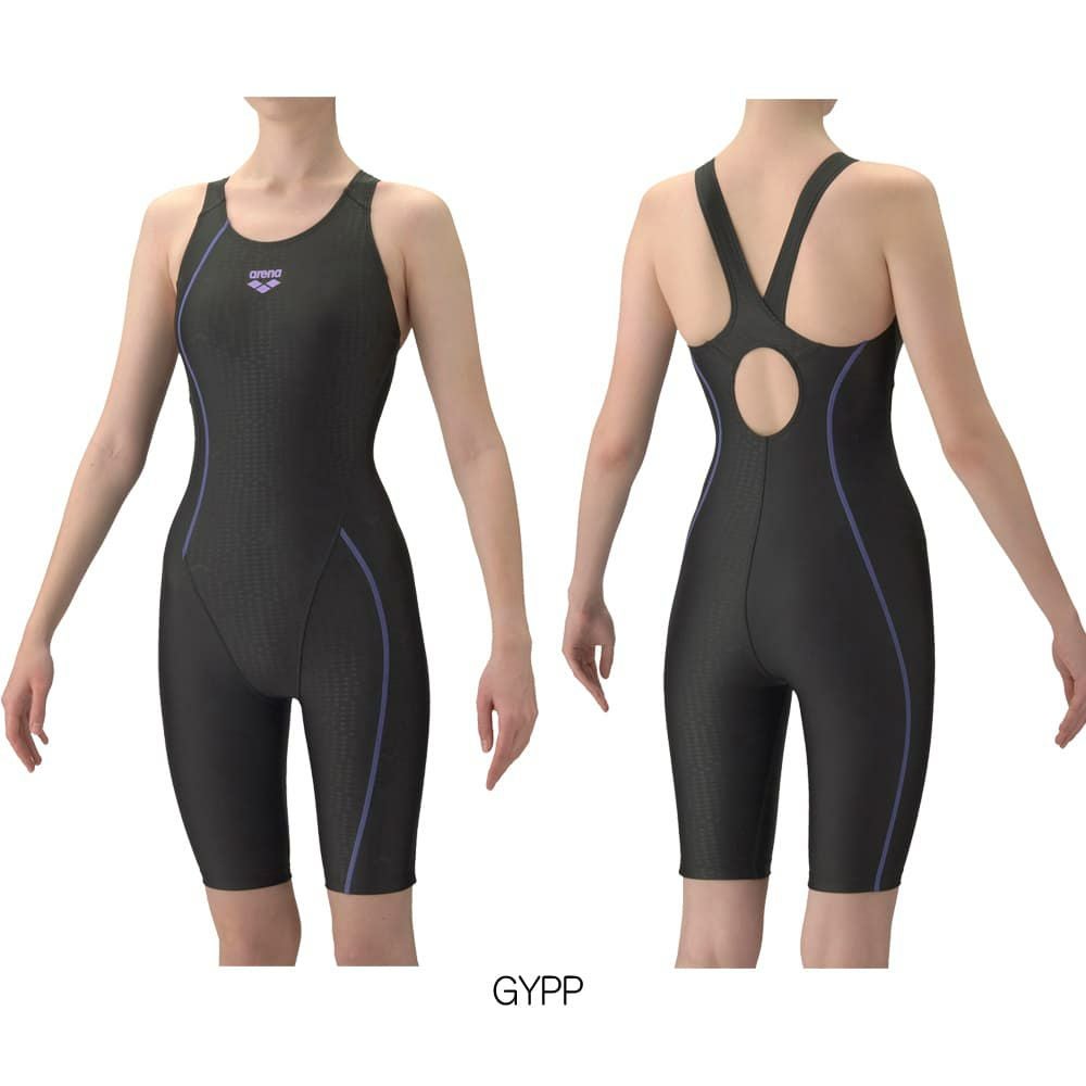 アリーナARENAフィットネス水着レディースAQUAEXAジオダイヤWRフィットネスワンピーススパッツオープンバックハーフレッグぴったりパッドパッド付きオールインワン2026年春夏モデルAS6SWF02L