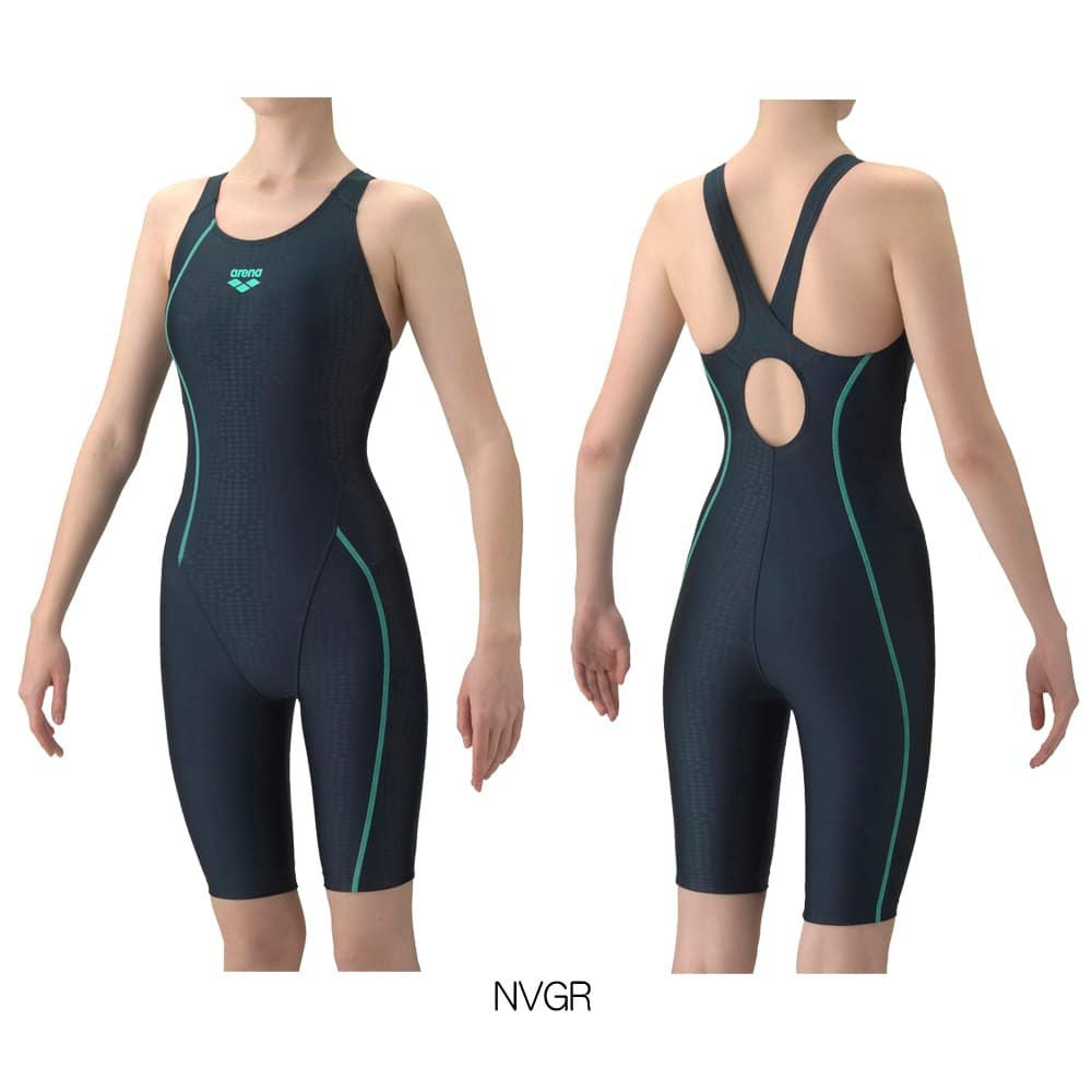 アリーナARENAフィットネス水着レディースAQUAEXAジオダイヤWRフィットネスワンピーススパッツオープンバックハーフレッグぴったりパッドパッド付きオールインワン2026年春夏モデルAS6SWF02L
